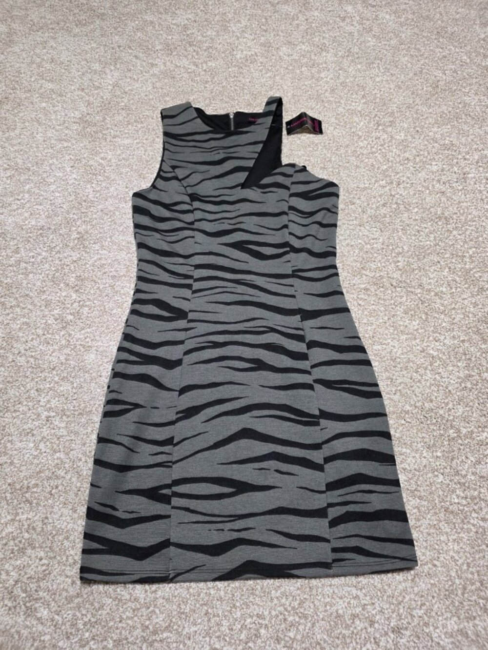 Material Girl Youth Dark Gray Tiger Print Bodycon Dress Size Medium